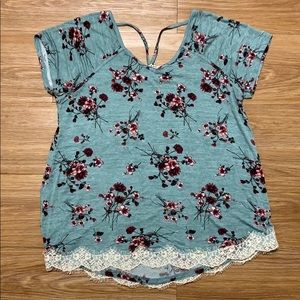 Floral Top with Lace Detailing